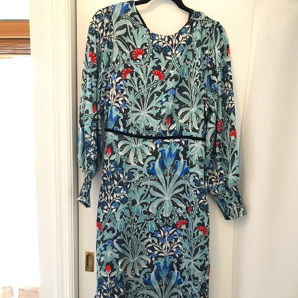 NWT Hope & Ivy Blue Floral Midi Dress, Size 12, New with Tags